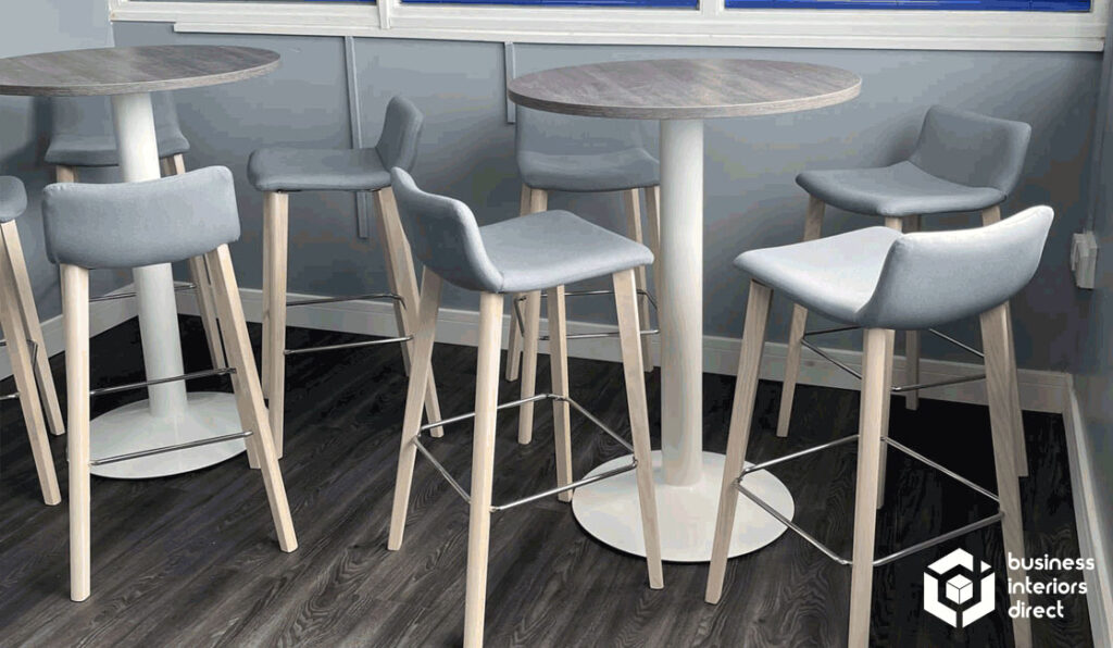 Poseur Tables and upholstered High Stools