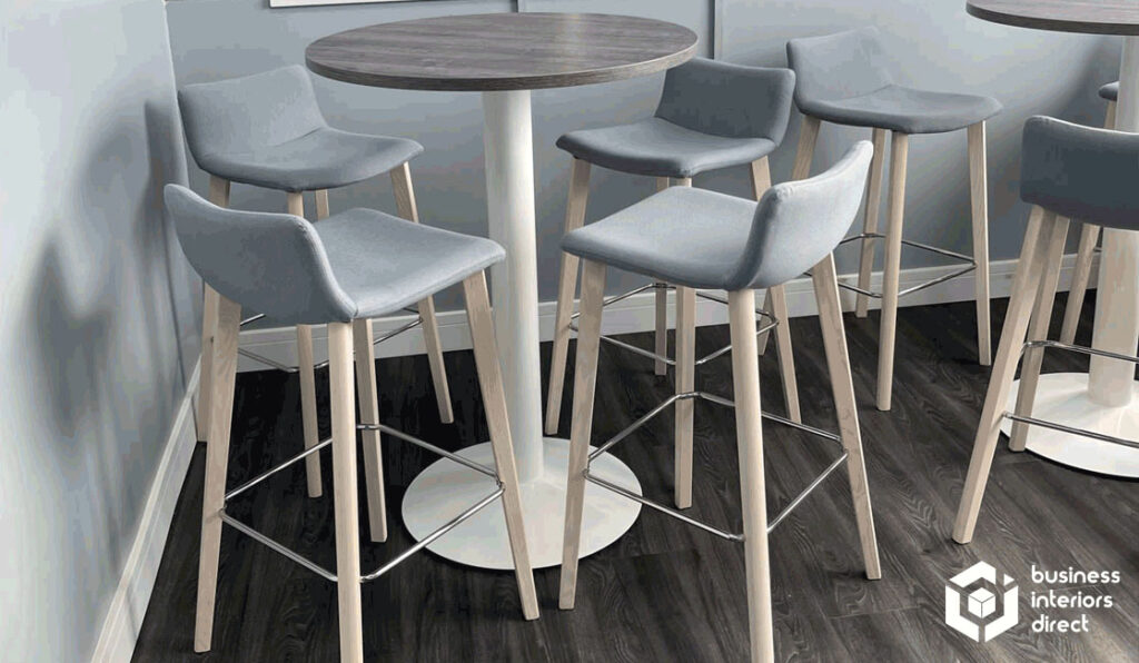 Poseur Tables and upholstered High Stools