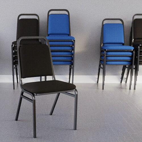 Stacking Banqueting Chairs in blue and black fabric