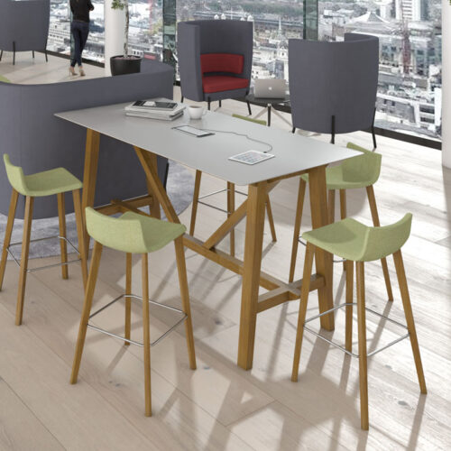 5 poseur stools around a rectangular poseur meeting table