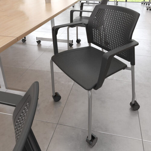 Café and bistro chairs in black with castors