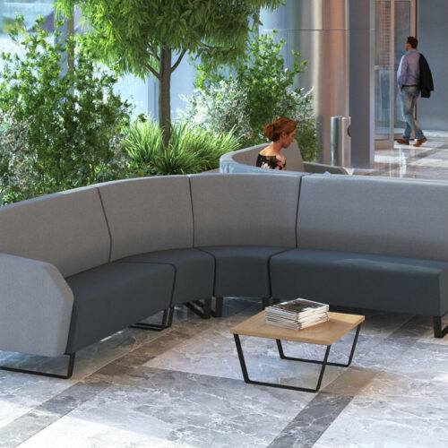Configurable breakout chairs in two tone grey