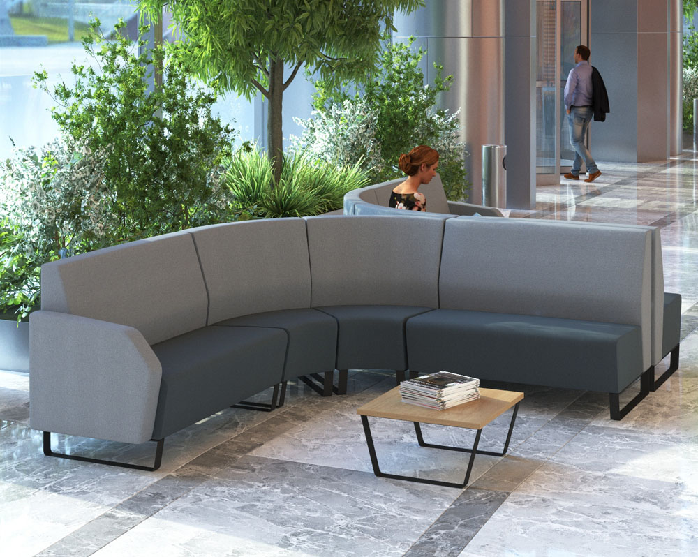 Configurable breakout chairs in two tone grey