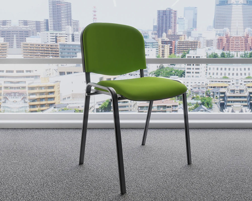 Conference chair in green fabric