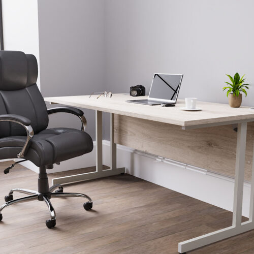 Heavy duty home office chair in black leather and home office desk
