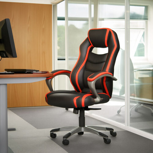 Home office gaming chair in black and red