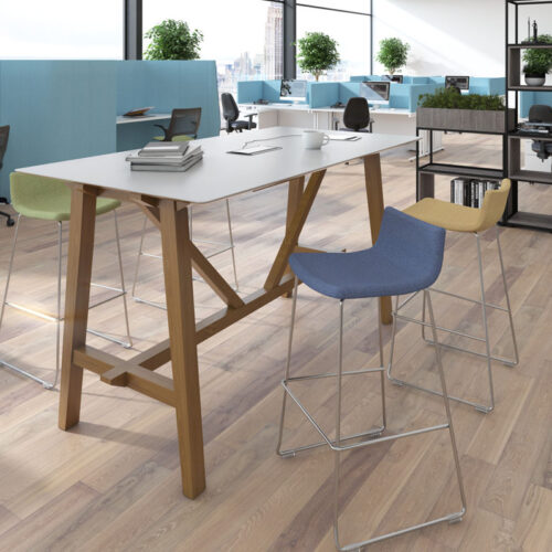 Poseur meeting stools around a poseur meeting table