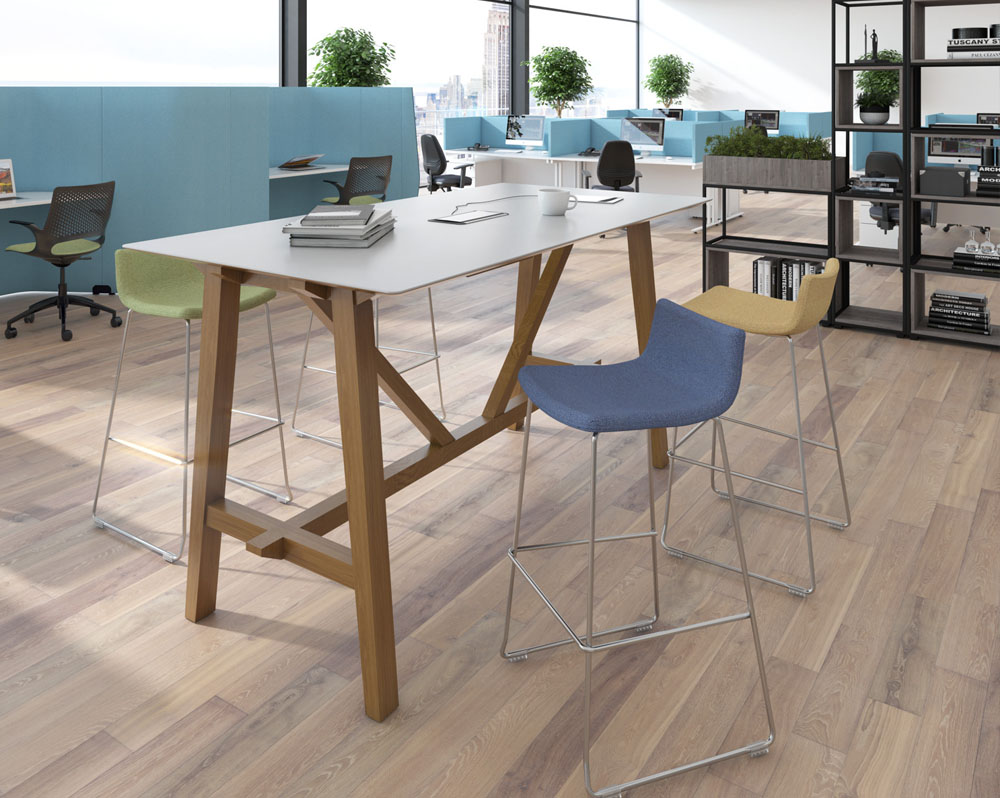 Poseur meeting stools around a poseur meeting table