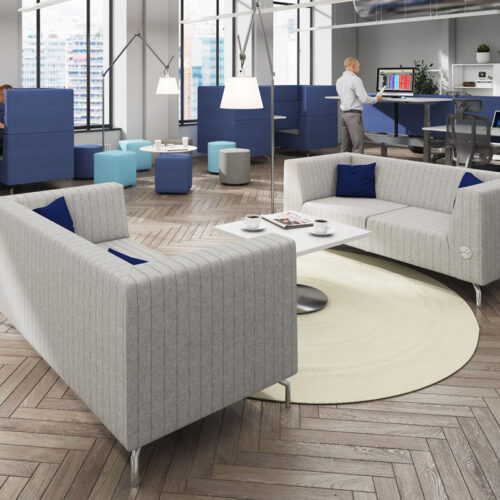 Soft seating low back sofas in a breakout room
