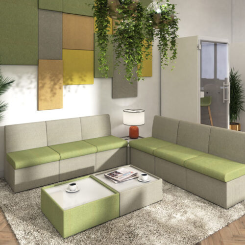 Modular seating in a modern reception area