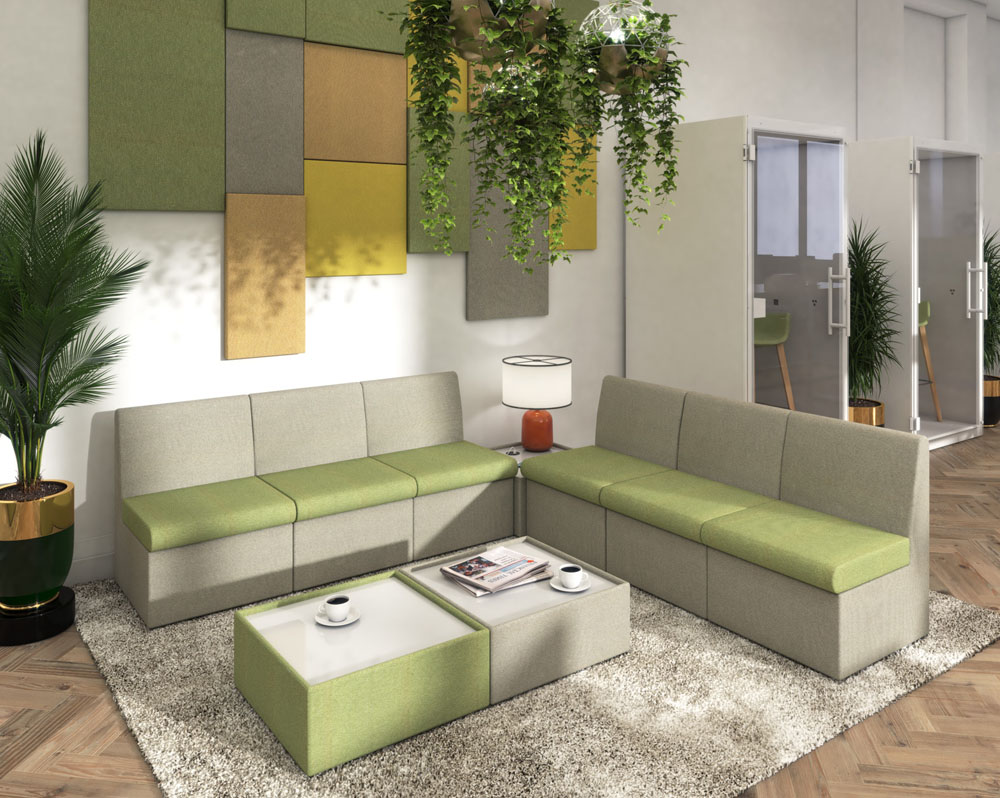 Modular seating in a modern reception area