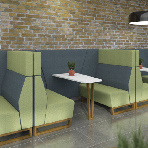 Open meeting booths in a modern cafe area