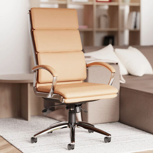 Traditional home office chair in tan coloured leather