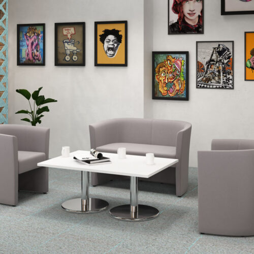 Commercial tub sofa and armchairs in grey fabric