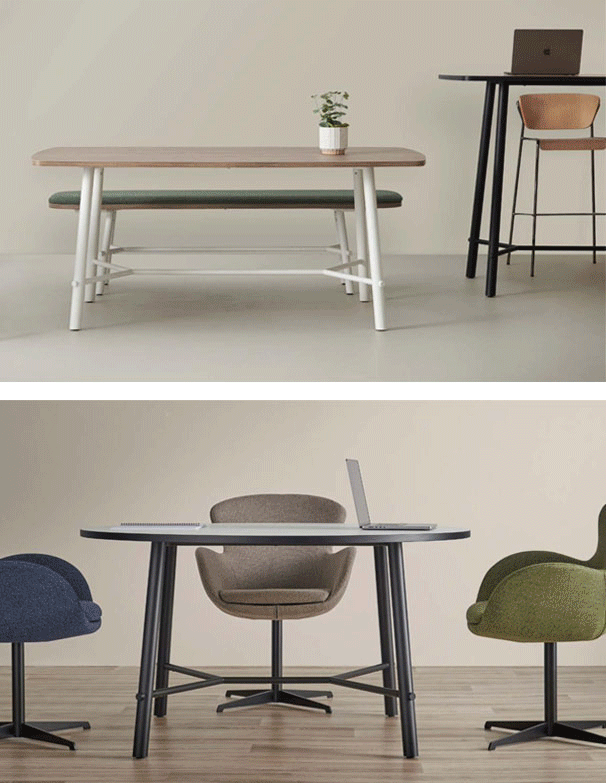 a collection of Aria Tables. Benches and stools