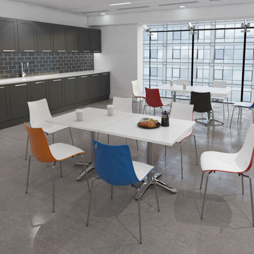 A canteen table surrounded by canteen chairs