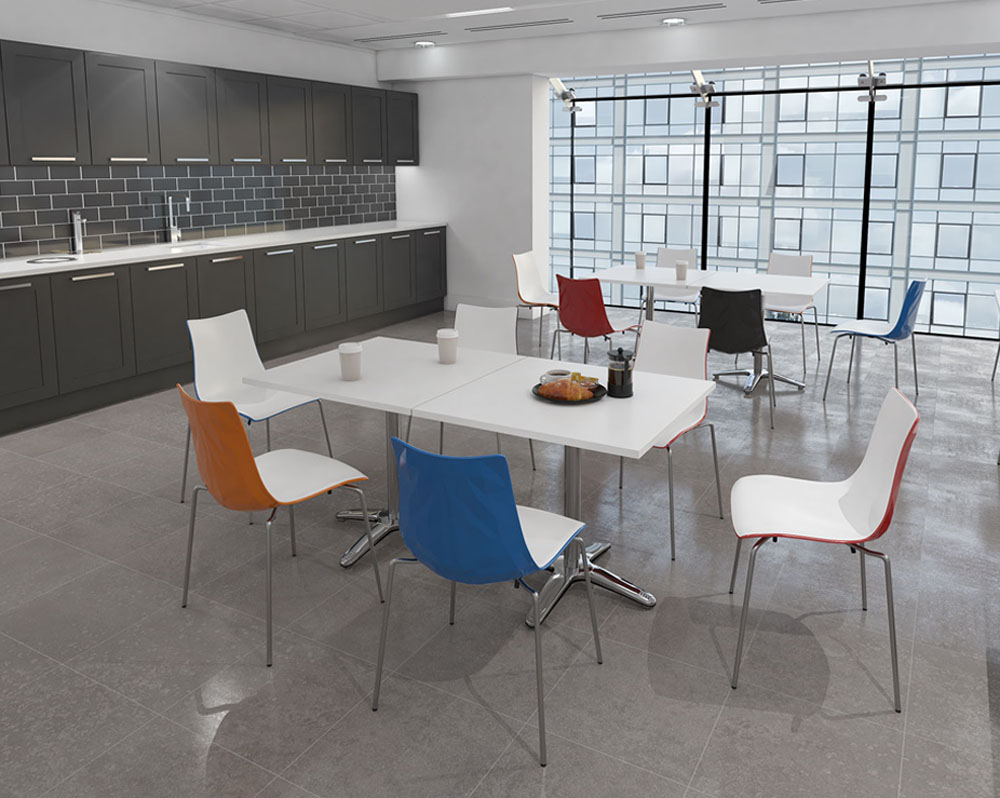 A canteen table surrounded by canteen chairs