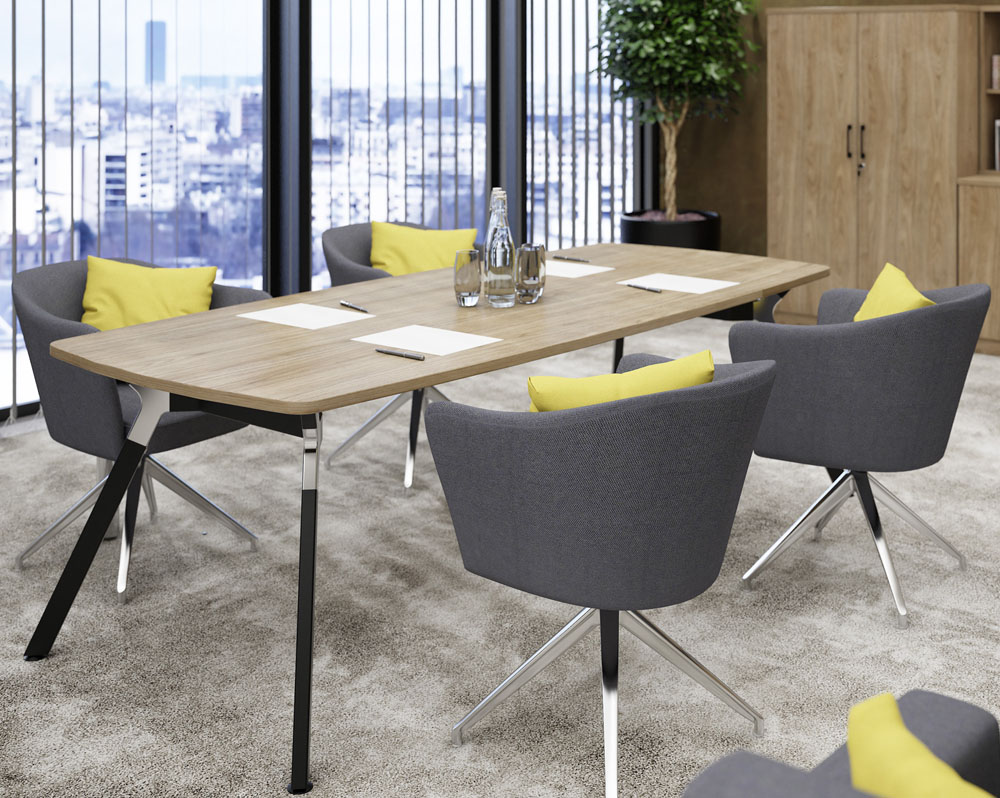An executive table with 4 executive meeting chairs
