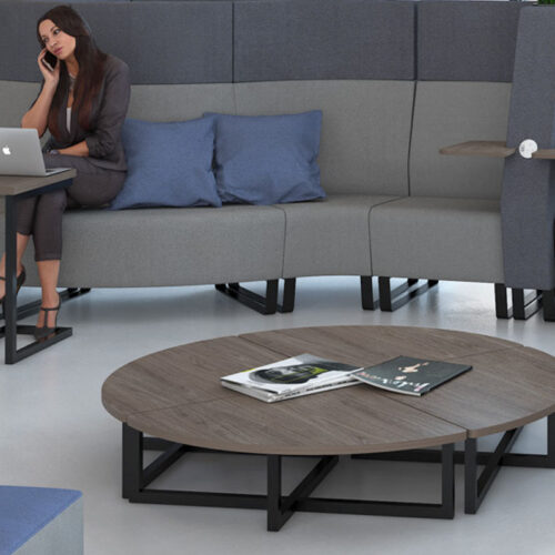 Four Nera coffee tables, butted up to each other to form a circular coffee table