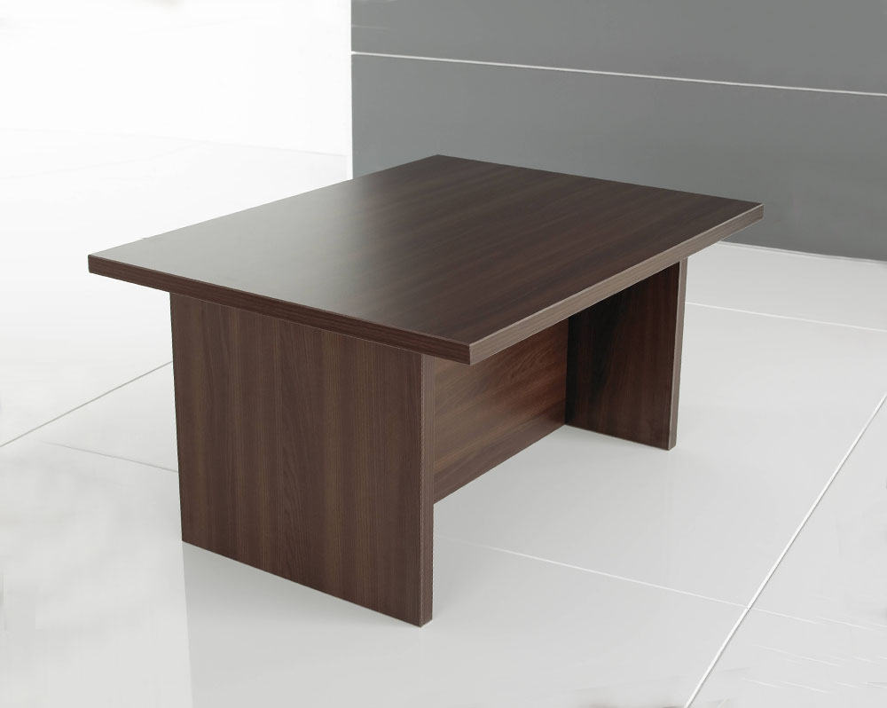 A rectangular panel end coffee table in mahogany