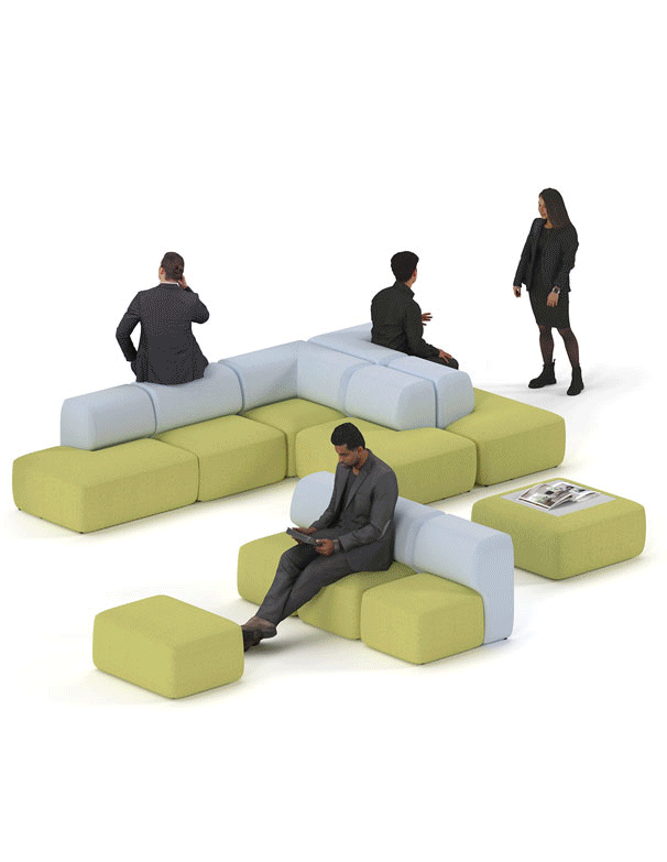 A selection of Snuggle soft seating layouts