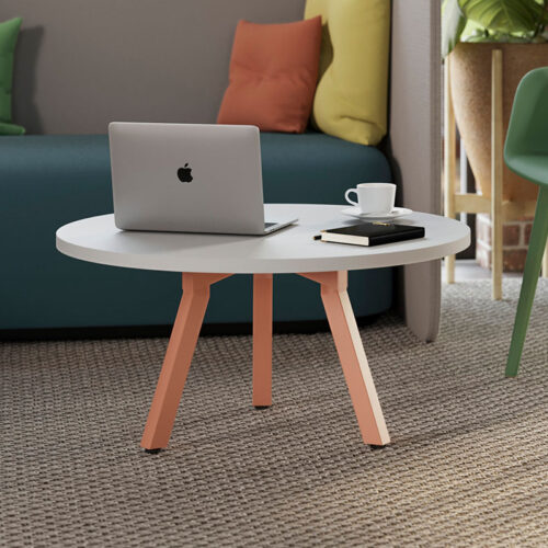 Round tripod leg coffee table, with white top