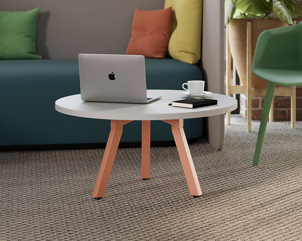 Round tripod leg coffee table, with white top