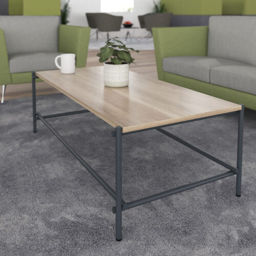 A rectangular Turin coffee table with black tubular frame